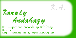 karoly andahazy business card